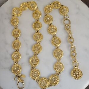 Vintage 80s Express Heavy Gold Tone Chain Belt 33" - 37.5" Waist